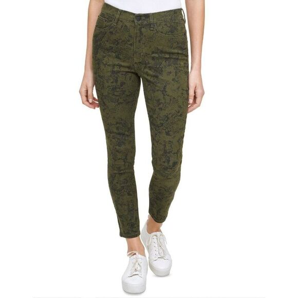Calvin Klein Skinny Ankle Jeans Women's 24 XS Green‎ Green Python-Print Stretch - Picture 14 of 14